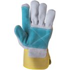 232   BŐRKESZTYŰ,4244,DUPLA HASÍTÉKBŐR TENYÉR/SÁRGA VÁSZON