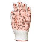 4350   KÖTÖTT PES/PAMUT FEHÉR KESZTYŰ, KÉT OLDALON PIROS PETTYEK