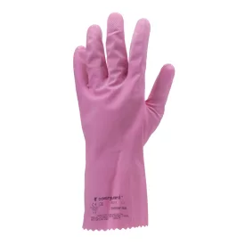   5017   HTG RÓZSASZÍN GUMIKESZTYŰ, 30CM/0,4MM, BOLYHOZOTT BELSŐ