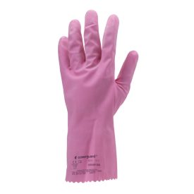   5020   HTG RÓZSASZÍN GUMIKESZTYŰ, 30CM/0,4MM, BOLYHOZOTT BELSŐ
