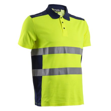 5OKI1602XL   OKI FLUO SÁRGA/SÖTÉTKÉK RÖVID UJJÚ GALLÉROS PÓLÓ