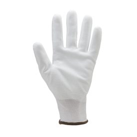   6021   FEHÉR PRECÍZIÓS POLIÉSZTER KESZTYŰ, PU MÁRTOTT TENYÉRREL