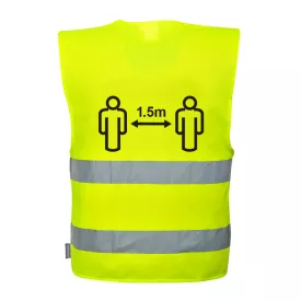   CV74YERL-XL Portwest Távolságtartásra figyelmeztető jól láthatósági mellény 1,5 m