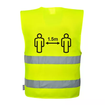CV74YERL-XL Portwest Távolságtartásra figyelmeztető jól láthatósági mellény 1,5 m