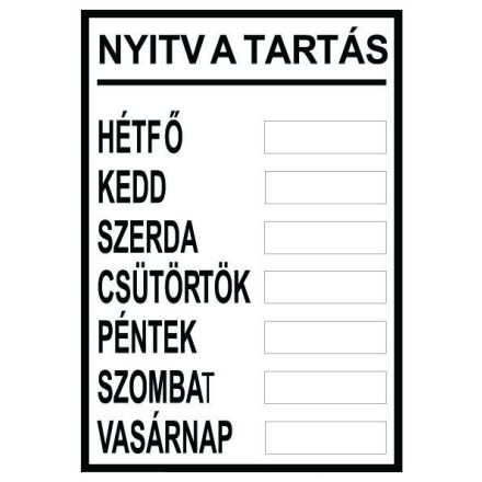 Nyitva tartás - fólia