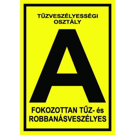 Tûzveszélyességi osztály A - sárga - fólia