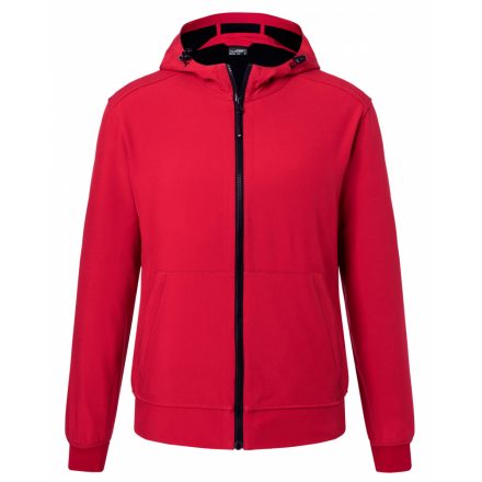 James&Nicholson softshell dzseki kapucnival piros/fekete S