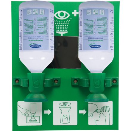 Actiomedic EYE CARE Double I fali szemkimosó állomás 2 x 500 ml 0.9% nátrium-klorid oldattal (4694)