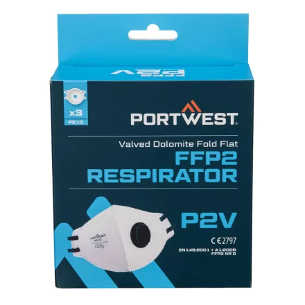 P210WHR Portwest FFP2 szelepes Dolomit összehajtható lapos maszk (3 db)