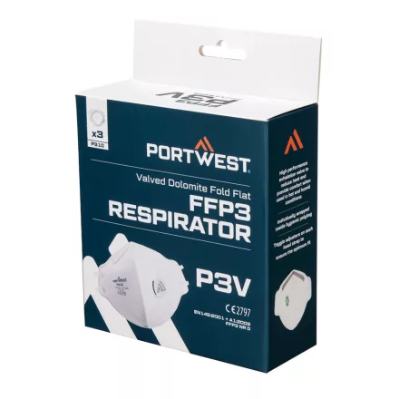 P310WHR Portwest FFP3 szelepes Dolomit összehajtható lapos maszk (3 db)