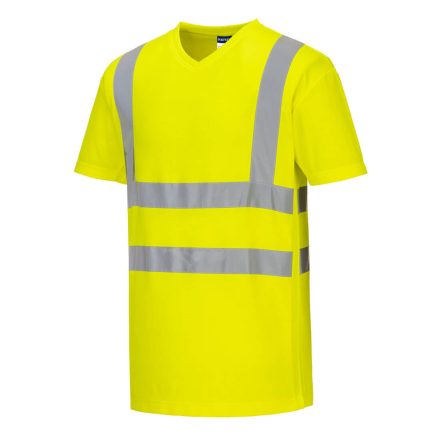 S179YER4XL Portwest V-nyakú pólóing hálós panelekkel