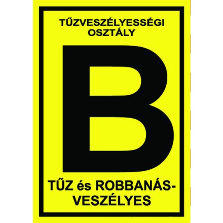 Tûzveszélyességi osztály B (sárga) - tábla