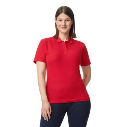 gil64800-b3re-2xl   SOFTSTYLE® LADIES' DOUBLE PIQUÉ POLO WITH 3 COLOUR-MATCHED BUTTONS