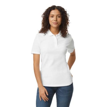 gil64800-b3wh-2xl   SOFTSTYLE® LADIES' DOUBLE PIQUÉ POLO WITH 3 COLOUR-MATCHED BUTTONS