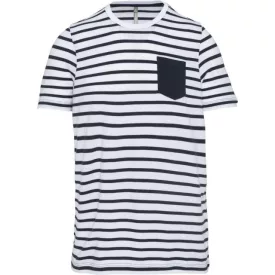   ka379swn-6/8   KIDS' STRIPED SHORT SLEEVE SAILOR T-SHIRT WITH POCKET