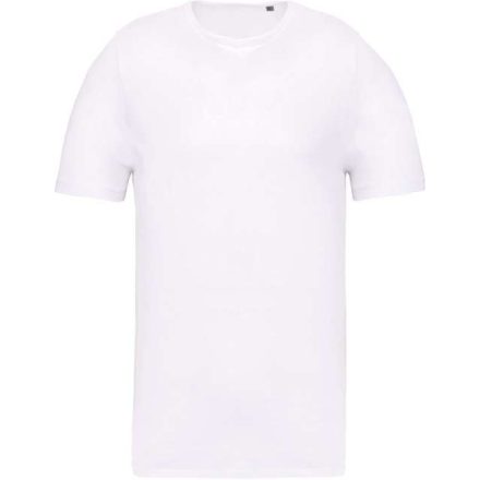 ka398wh-3xl   MEN'S SHORT-SLEEVED ORGANIC T-SHIRT WITH RAW EDGE NECKLINE