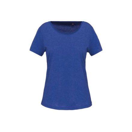 ka399obh-l   LADIES' SHORT-SLEEVED ORGANIC T-SHIRT WITH RAW EDGE NECKLINE