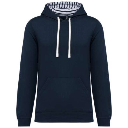 ka4013nv/ma-2xl   UNISEX CONTRAST PATTERNED HOODED SWEATSHIRT