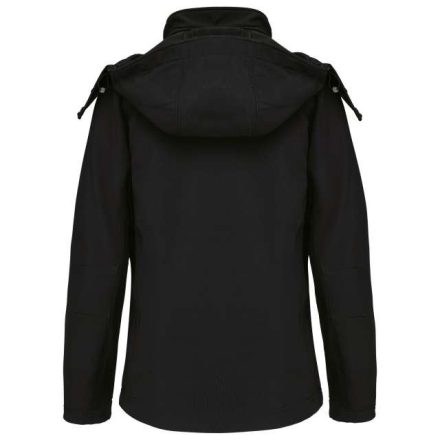 ka414bl-l   LADIES' DETACHABLE HOODED SOFTSHELL JACKET