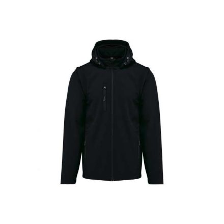 ka422bl-m   UNISEX 3-LAYER SOFTSHELL HOODED JACKET WITH REMOVABLE SLEEVES