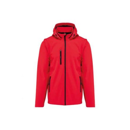 ka422re-l   UNISEX 3-LAYER SOFTSHELL HOODED JACKET WITH REMOVABLE SLEEVES