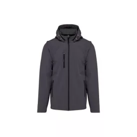   ka422tit-xs   UNISEX 3-LAYER SOFTSHELL HOODED JACKET WITH REMOVABLE SLEEVES