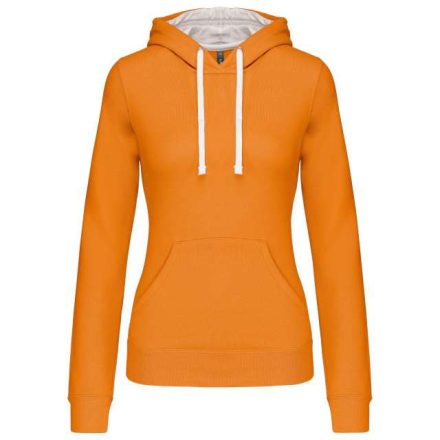 ka465or/wh-2xl   LADIES’ CONTRAST HOODED SWEATSHIRT