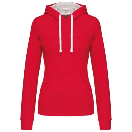 ka465re/wh-l   LADIES’ CONTRAST HOODED SWEATSHIRT