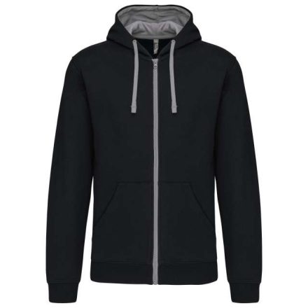 ka466bl/fg-2xl   MEN'S CONTRAST HOODED FULL ZIP SWEATSHIRT