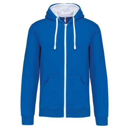 ka466lro/wh-2xl   MEN'S CONTRAST HOODED FULL ZIP SWEATSHIRT