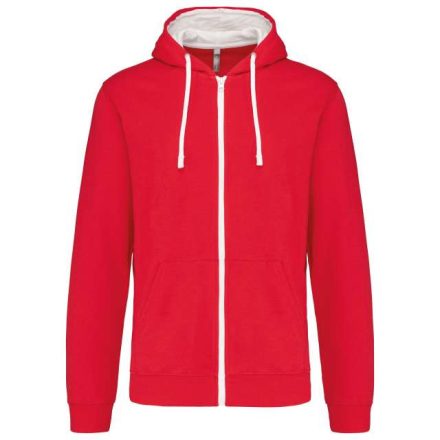 ka466re/wh-2xl   MEN'S CONTRAST HOODED FULL ZIP SWEATSHIRT