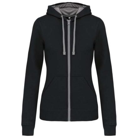 ka467bl/fg-2xl   LADIES’ CONTRAST HOODED FULL ZIP SWEATSHIRT