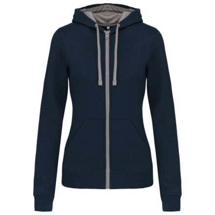 ka467nv/fg-2xl   LADIES’ CONTRAST HOODED FULL ZIP SWEATSHIRT