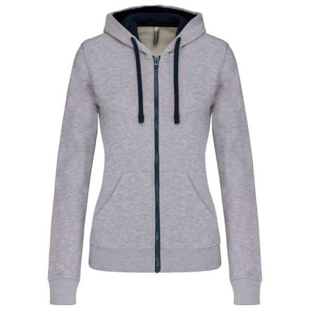 ka467oxg/nv-2xl   LADIES’ CONTRAST HOODED FULL ZIP SWEATSHIRT