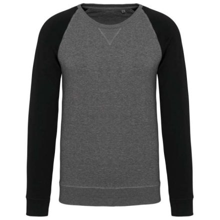 ka491grh/bl-xl   MEN'S TWO-TONE ORGANIC CREW NECK RAGLAN SLEEVE SWEATSHIRT