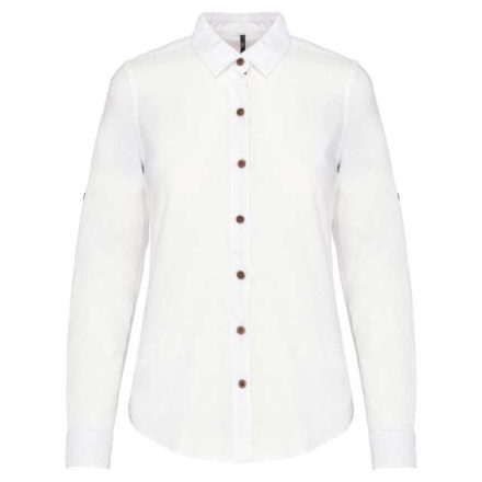 ka589wh-l   LADIES' LONG SLEEVE LINEN AND COTTON SHIRT