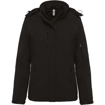 ka651bl-m   LADIES’ HOODED SOFTSHELL LINED PARKA