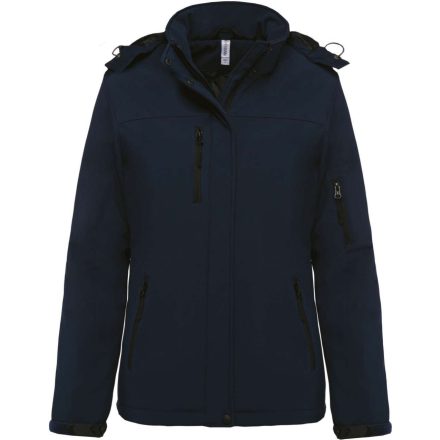 ka651nv-l   LADIES’ HOODED SOFTSHELL LINED PARKA