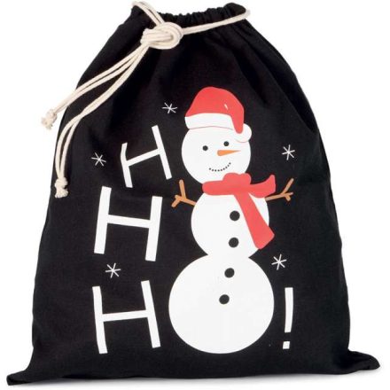 ki0745bl-u   COTTON BAG WITH SNOWMAN DESIGN AND DRAWCORD CLOSURE