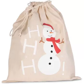   ki0745na-u   COTTON BAG WITH SNOWMAN DESIGN AND DRAWCORD CLOSURE
