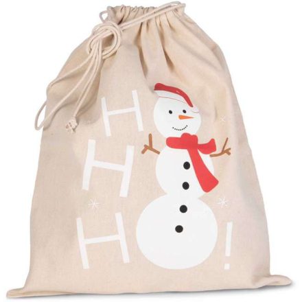 ki0745na-u   COTTON BAG WITH SNOWMAN DESIGN AND DRAWCORD CLOSURE