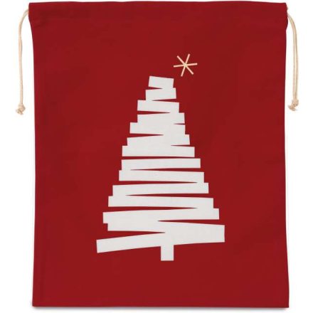 ki0746cy-u   COTTON BAG WITH CHRISTMAS TREE DESIGN AND DRAWCORD CLOSURE