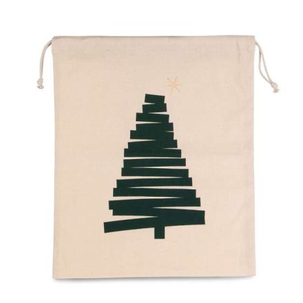 ki0746na-u   COTTON BAG WITH CHRISTMAS TREE DESIGN AND DRAWCORD CLOSURE