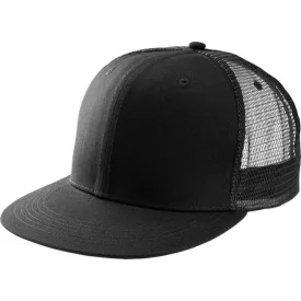 kp113bl-u   TRUCKER FLAT PEAK CAP - 6 PANELS