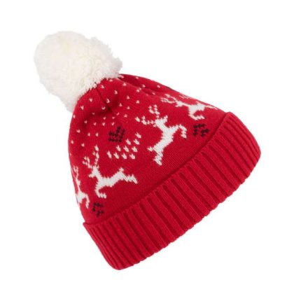 kp512cy/na-u   WINTER BEANIE WITH REINDEER DESIGN