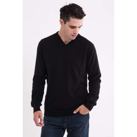 lw9133bl-xl   MEN’S V-NECK FINE GAUGE COTTON PULLOVER