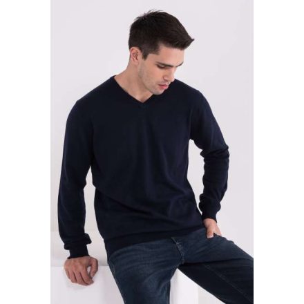 lw9133nv-2xl   MEN’S V-NECK FINE GAUGE COTTON PULLOVER