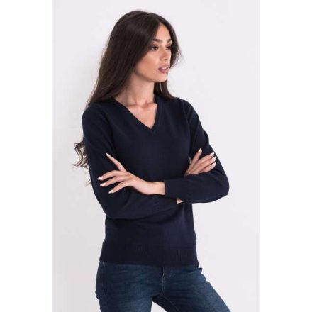 lwl9133nv-3xl   LADIES’ V-NECK FINE GAUGE COTTON PULLOVER