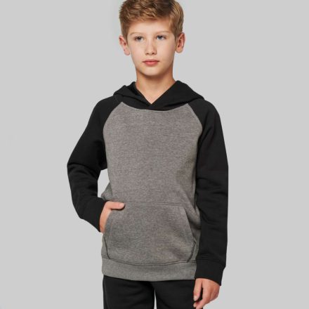 pa370grh/bl-10/12   KIDS' TWO-TONE HOODED SWEATSHIRT