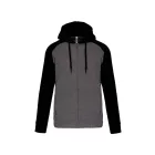 pa380grh/bl-3xl   UNISEX TWO-TONE ZIPPED HOODED FLEECE JACKET
